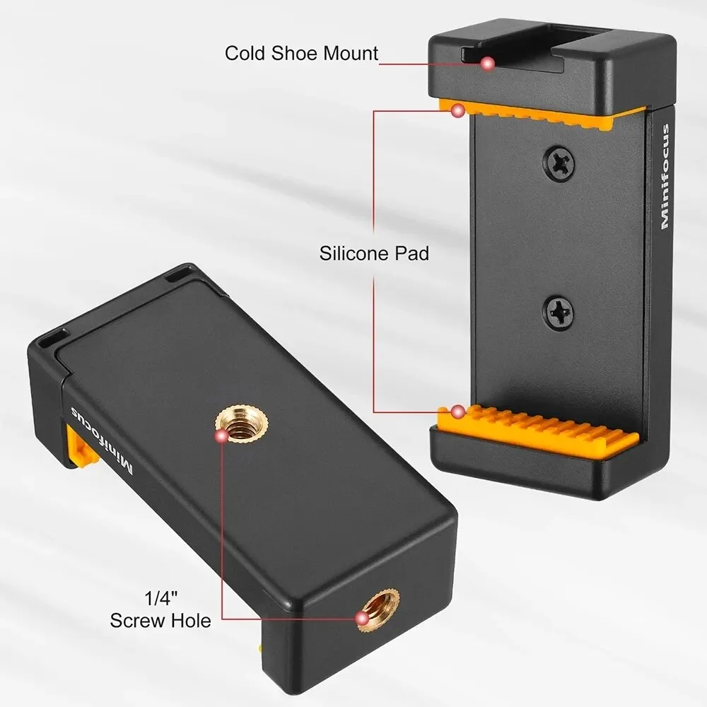 Phone Tripod Mount with Cold Shoe Mount for Microphone LED Video Light 1/4'' Screw for iPhone Samsung Galaxy OnePlus Google Pixel