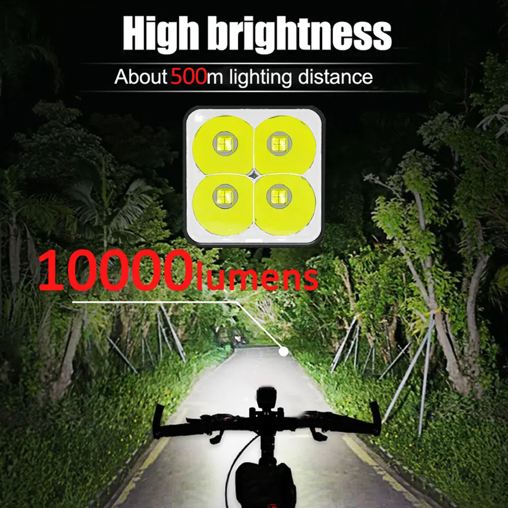 10000mAh Bike Light front USB Rechargeable 12800mAh Bike Headlight 4P90 4P50 LED Super Bright Flashlight Front Lights Back Rear