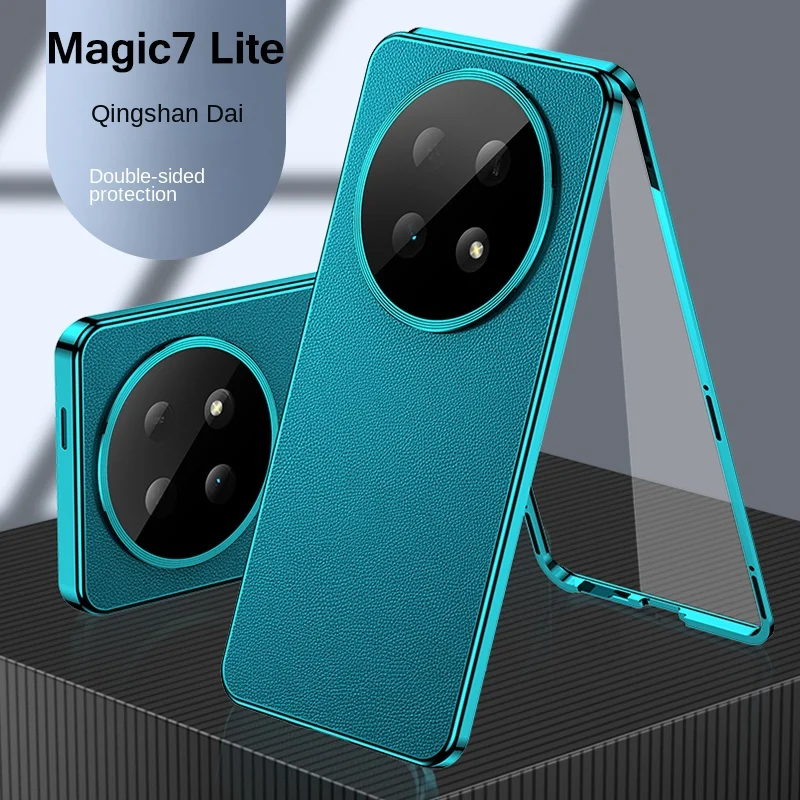 Premium Dual-Sided Protective Case with Glass Front and PU Leather Back
