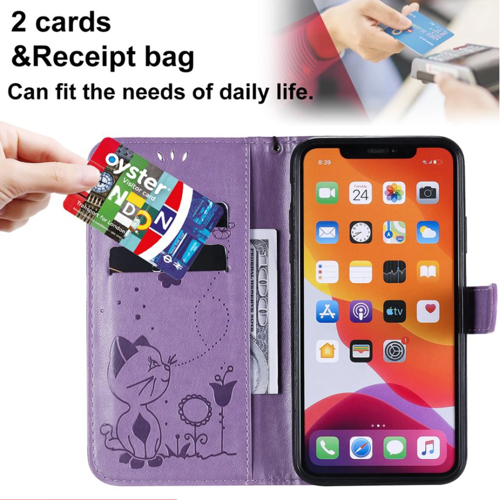 Leather Kickstand Wallet Phone Cover