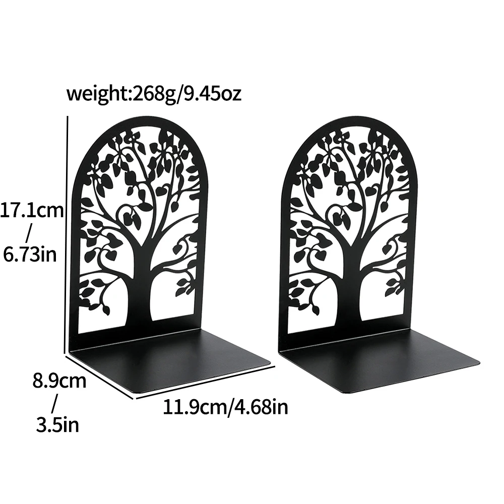 2Pc Tree Bookend, Metal Material Boo kend, Office Accessories for Readers and Book Fans, Desktop Storage and Decorative Supplies 6