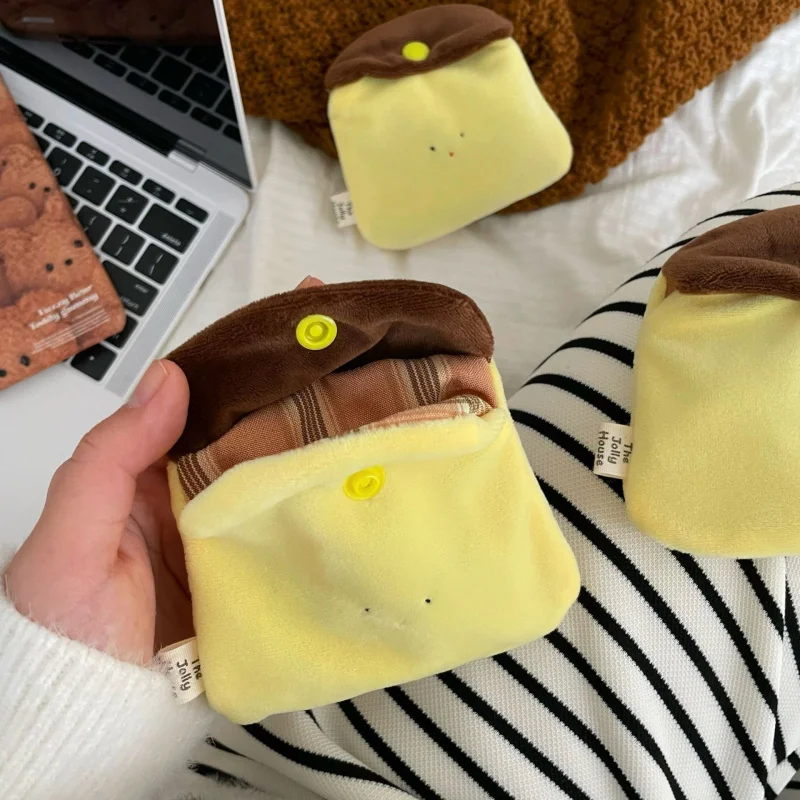 Cute Handmade Caramel Pudding Coin Purse Creative Mini Plush Portable Earphone Case ID Card Holder