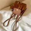 Drawstring Backpack Versatile Korean Style with Pendant Bucket Bag PU Leather Shoulders Bag College Student 4
