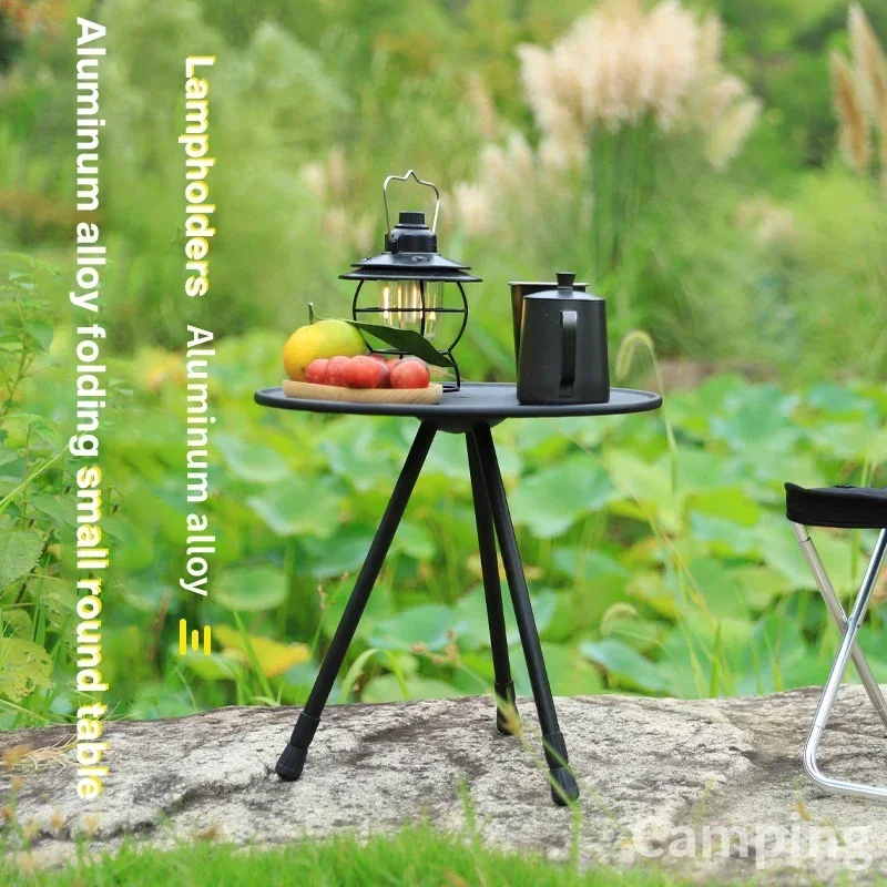 

Outdoor tripod dining table hiking picnic lifting table folding round table portable telescopic aluminum alloy coffee mini table