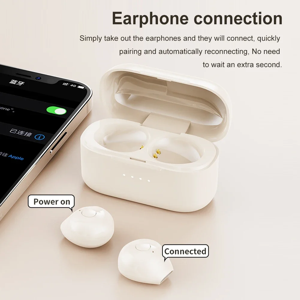 Invisible Earphones Bluetooth-Compatible 5.4 with Charging Case Mini Headphones Tiny Discreet Hidden Earphones for iPhone Xiaomi