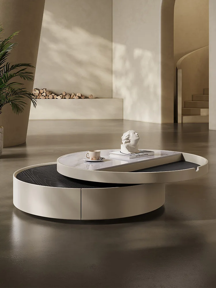 

Italian minimalist rotating coffee table for household sizes, light luxury, modern minimalist style living room coffee table