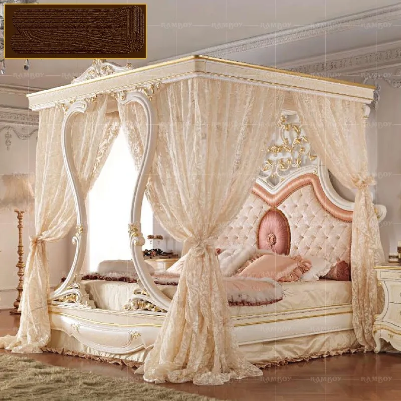 

custom European-style solid wood master bedroom big bed French carved princess bed curtain bed palace luxury frame bed