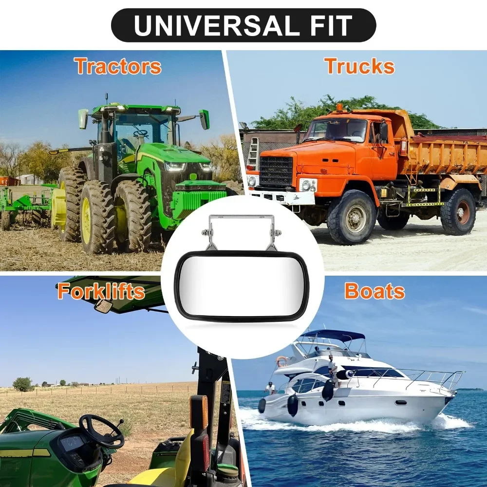 Motorcycle Tractor Convex Mirror ruck Mirror Stainless Steel Rear View Rectangular Side Universal