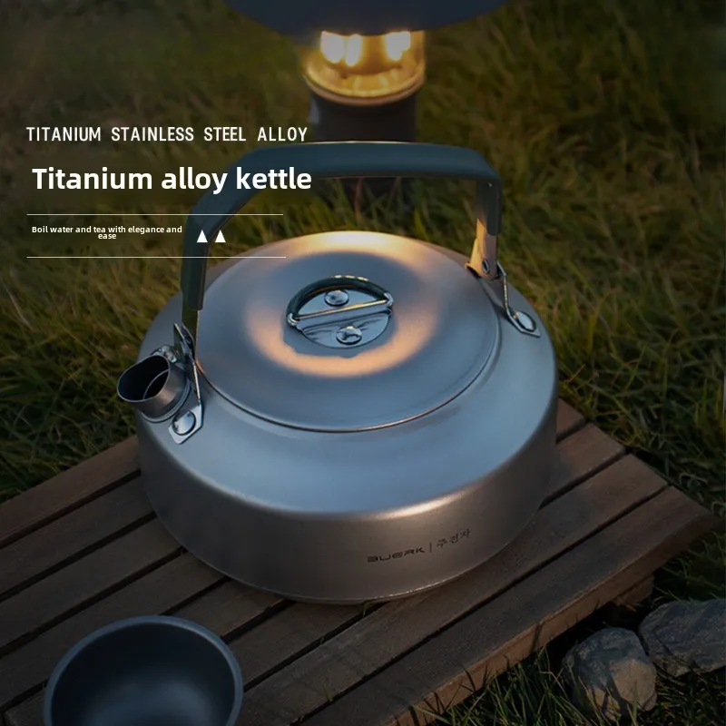 Outdoor Camping Travel Kettle Home Camping Picnic Boil Water Drink Teapot Convenient Titanium Kettle Camping Cooking