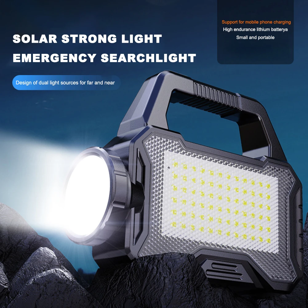 Rechargeable Spotlight Solar Camping Spot Lights Handheld Large Flashlight Super Bright Outdoor Solar Spotlights Searchlight