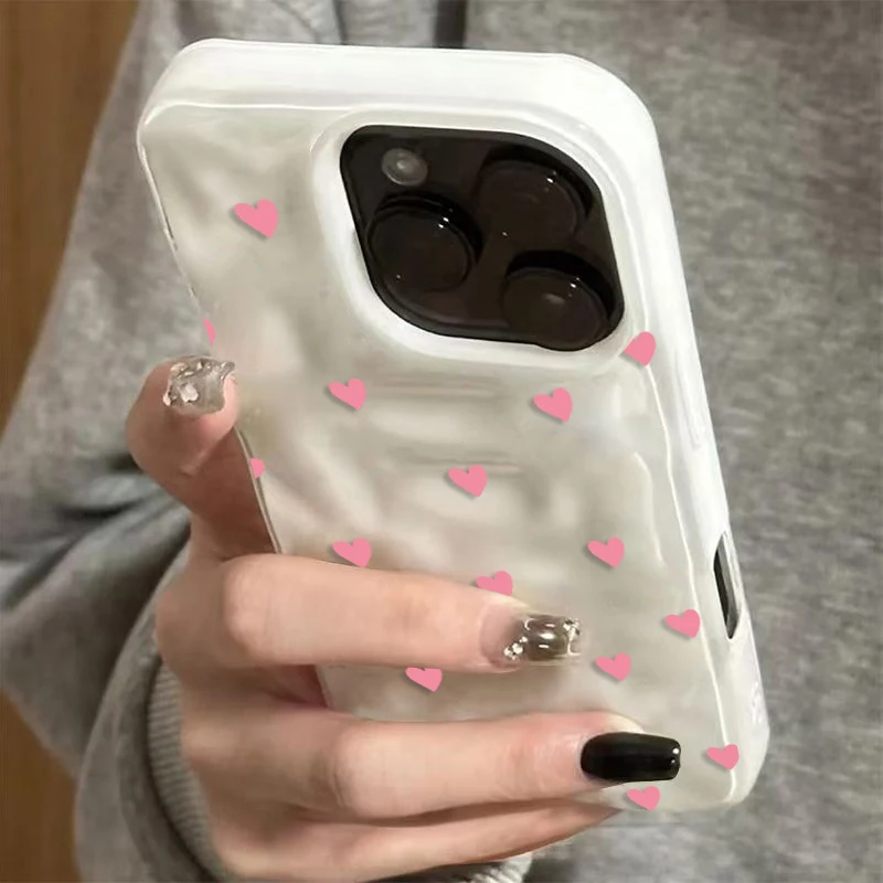 Charming Pink Heart Shockproof Phone Case - Soft Protective Cover in Air Blue and Pink