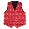 Christmas Santa Claus Elk Bell Print Lovely Suit Vest for Men Neck Tie Set Handkerchief Cufflinks Family Party Men Clothing 4