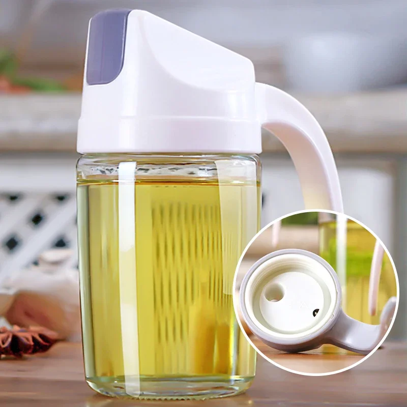 Automatic Opening Oil Bottle Glass Oil Pot Creative Seasoning Storage Bottle Practical Kitchen Tool Liquid Seasoning Organizer