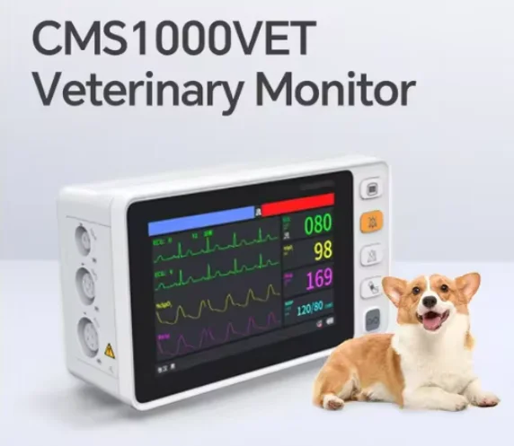 Portable New CMS1000 5 inch Screen Patient Monitor Human/Veterinary monitor Portable 6 Parameter(ECG NIBP RESP SPO2 PR TEMP)