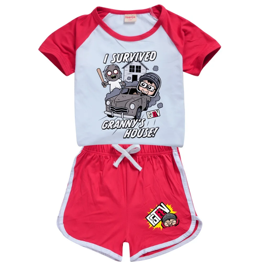 Boys Girls Summer Clothing Sets Fgteev 3D Kids Sports T Shirt +Short Pants 2Pcs/Suits Baby Clothing Comfortable Outfits Pyjamas