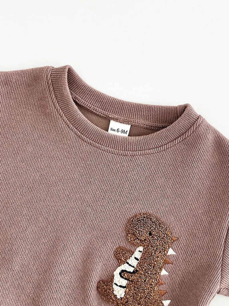 Autumn Baby Clothes Set Cotton Dinosaur Hoodie Trousers