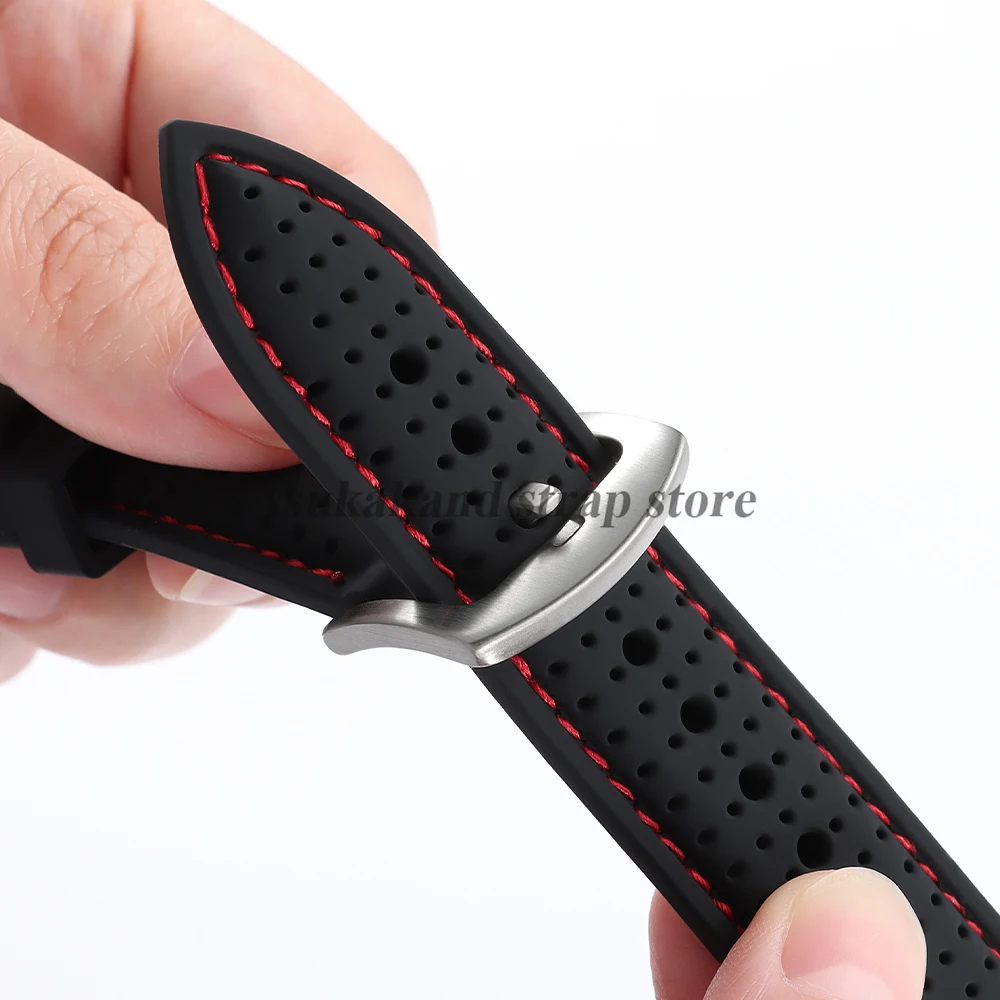 Enhanced Silicone Waterproof Watch Band - Soft, Breathable, Quick Release Wrist Strap