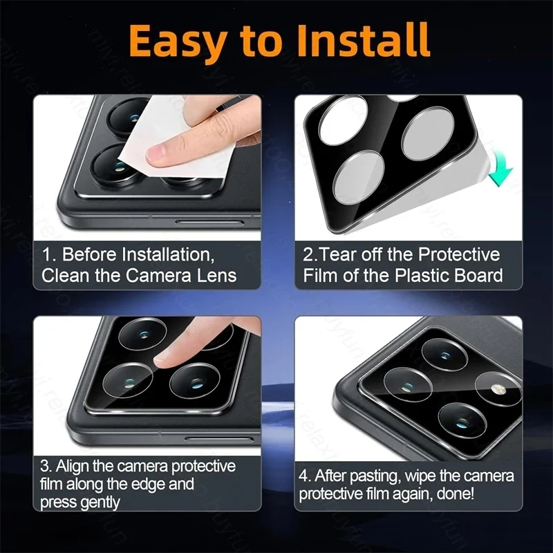 Xiomi 14TPro Black/Clear HD Camera Protector with 3D Lenses Tempered Glass Film