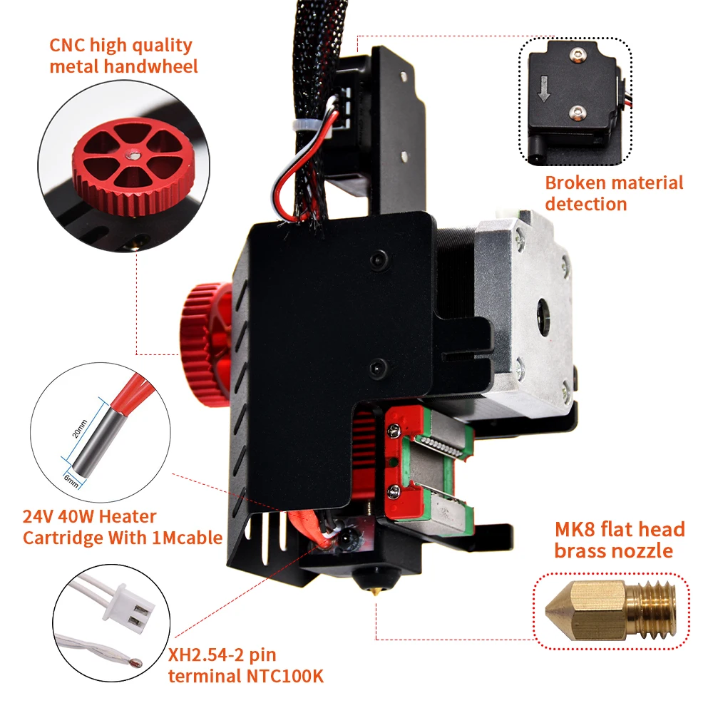 Extrudeuse D'imprimante 3D DIY, Pièces de Base de Modèle D'extrudeuse à  Entraînement Direct D'imprimante 3D pour Tête V6 Hotend J, pour CR10, pour