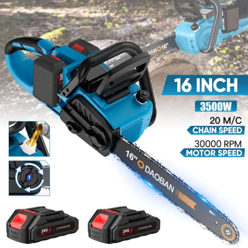 DWiusty 3500W 16 Inch Brushless Electric Chainsaw borrowing Woodworking Power Tool Handheld Garden Cup For Makita Battery
