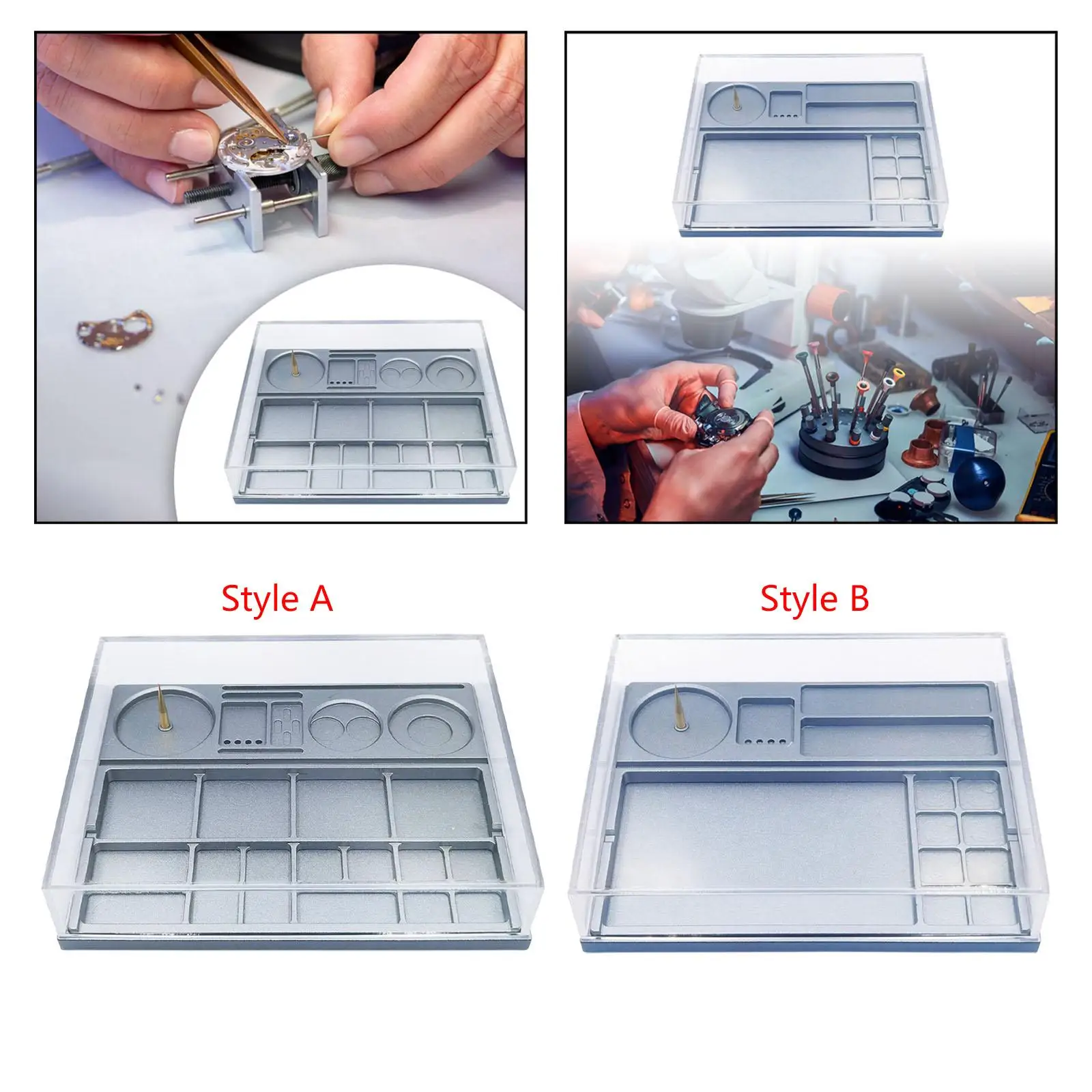 Watch Parts Storage Box Container Professional Watch Maintenance Dust Cover Repair Tool for Screw Component Watch Movement Tray