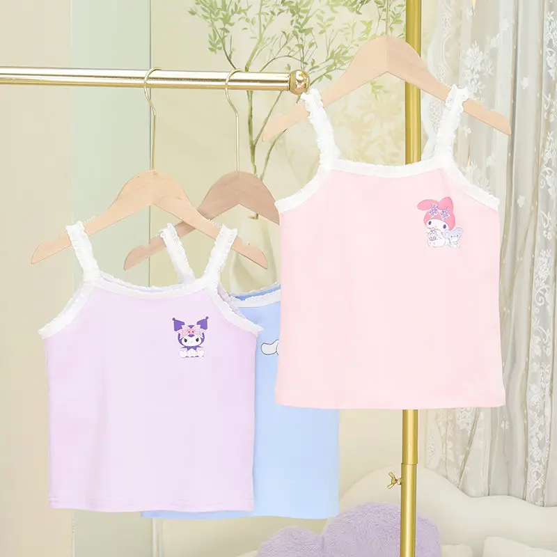 

My Melody Kuromi Anime Kawaii Sanrio Children Vest Clothing Cute Cinnamoroll Fashion Sleeveless Underwear Shirt Gifts for Girls