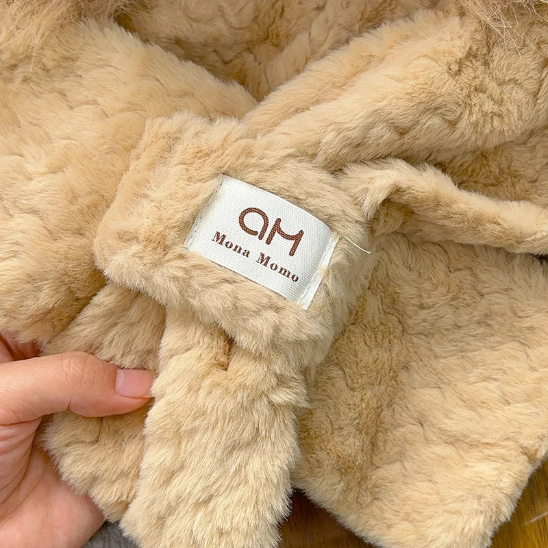 Bufanda tejida con orejas de zorro para mujer