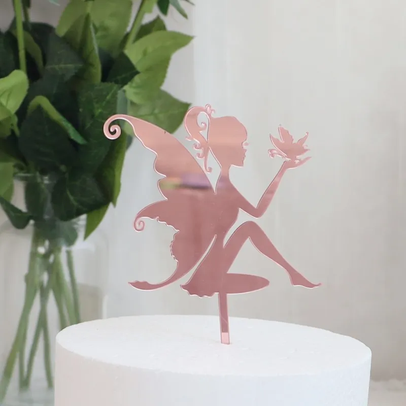 Neuer Schloss-Geburtstagstorten-Topper in Rosa-Gold aus Acryl, Geschenk für Kinder, Kuchendekoration für Babyparty-Zubehör – Detail 9