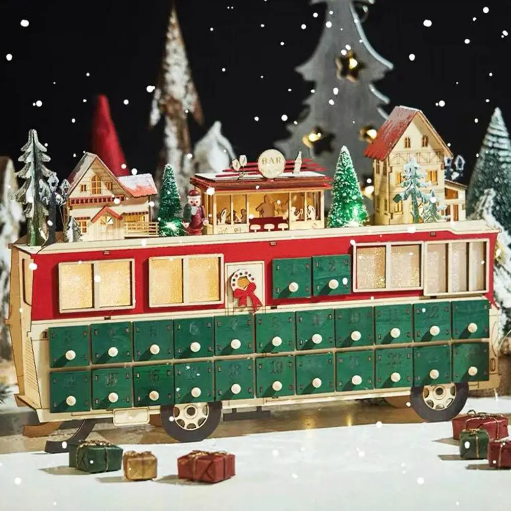 Christmas Advent Calendar Built In Led Light Decorative Calendar Bus 24 Day  Countdown Drawer Calendar Cabinet For Home| | - Aliexpress