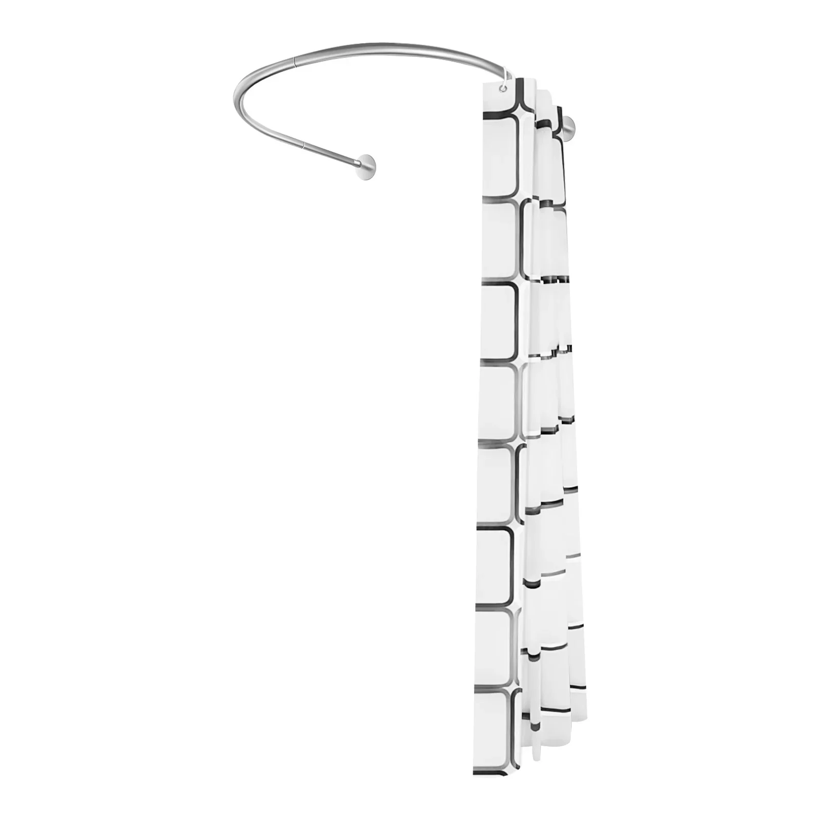U-förmiger Duschvorhang, Edelstahl-Duschvorhangschiene, ohne Bohren, faltbar, schwer, Anti-Schimmel-Duschvorhang für Badezimmer – Detail 3