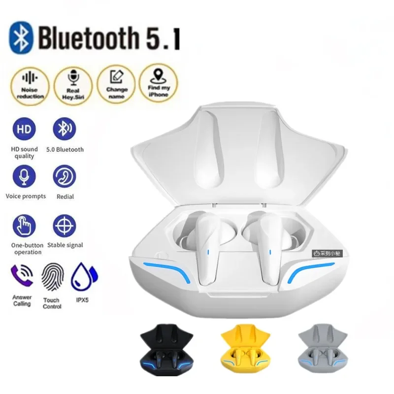 X15 Pro Fones de ouvido Bluetooth sem fio com estojo de carregamento Fones de ouvido LED, fones de ouvido impermeáveis, jogos