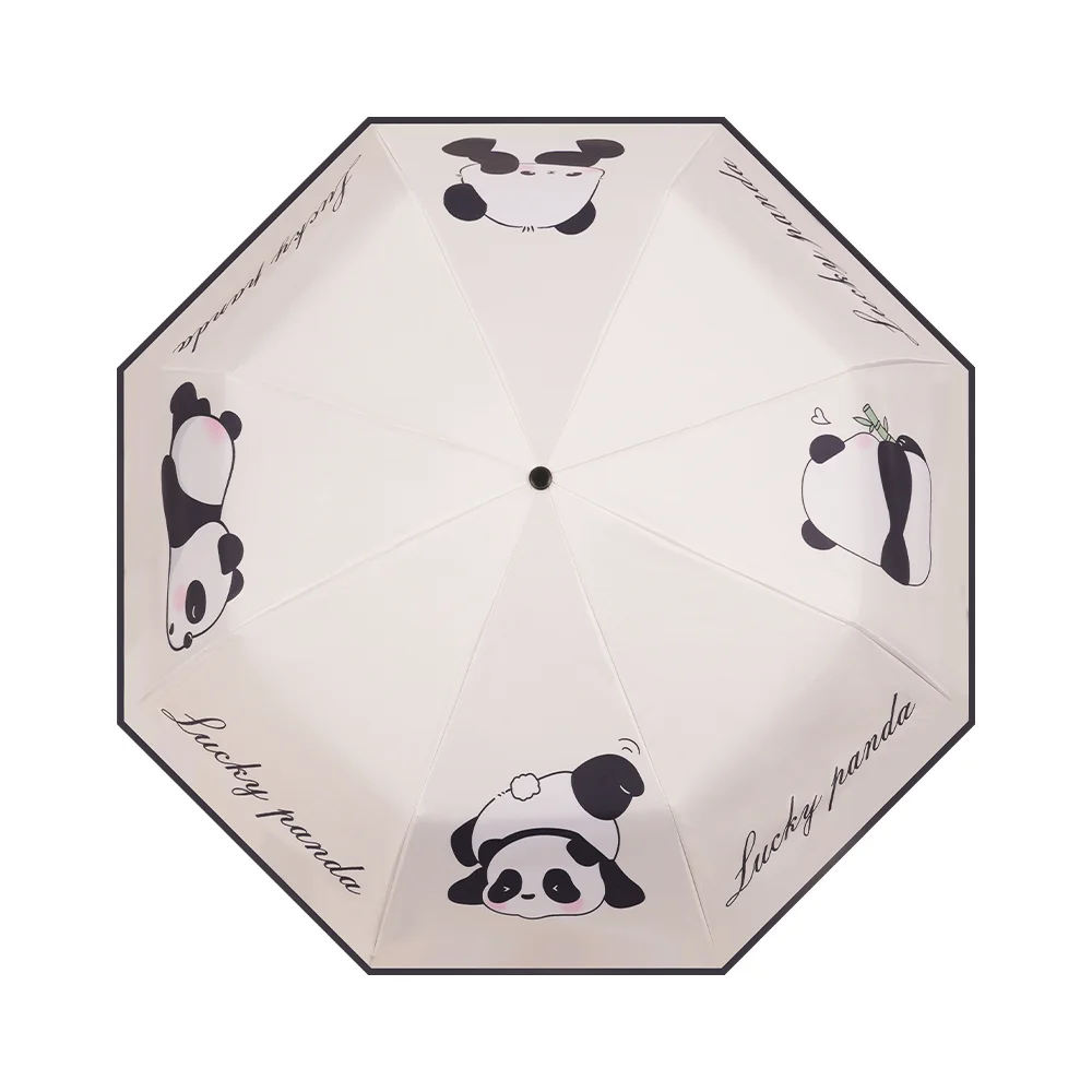 Automatic umbrella with panda pattern Rain proof Sun proof UV resistant folding umbrella Travel umbrella 1pc