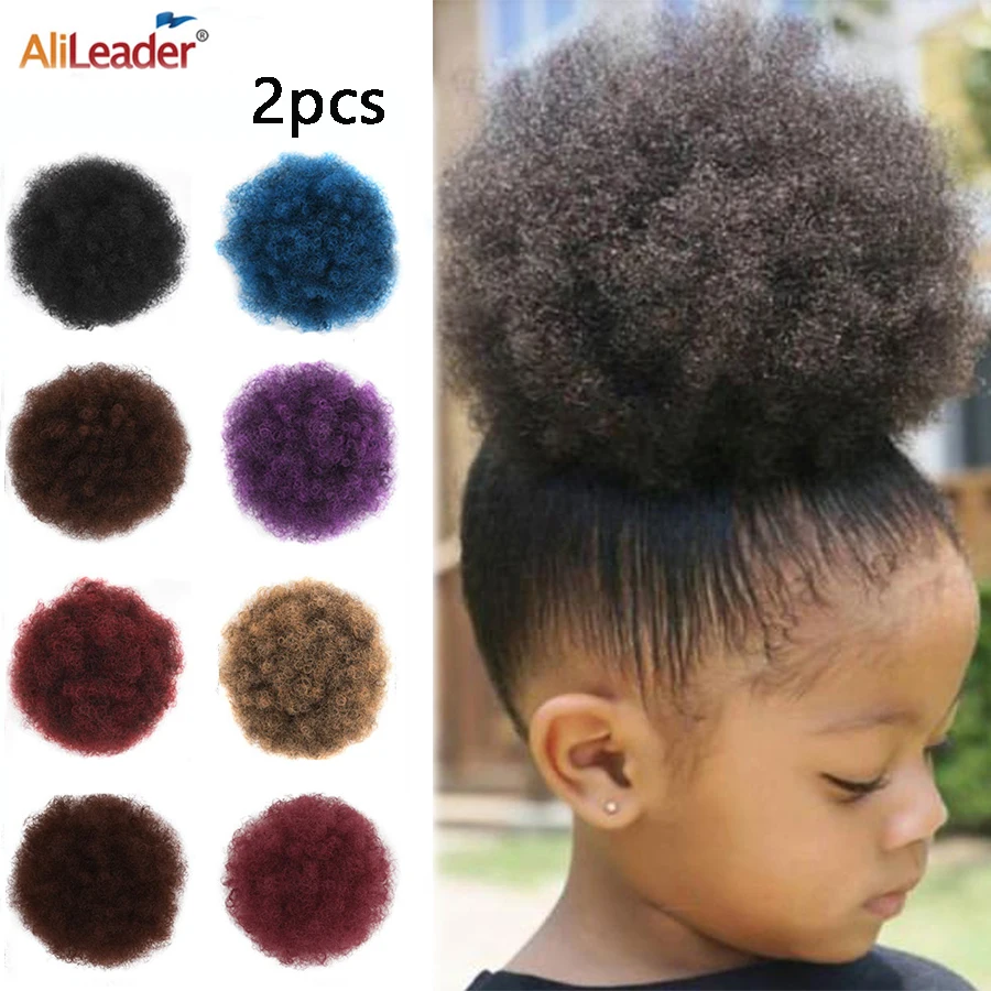 Alileader-extensiones de cabello sintético Afro corto, pelo rizado con Clip, Coleta, Coleta, esponjoso