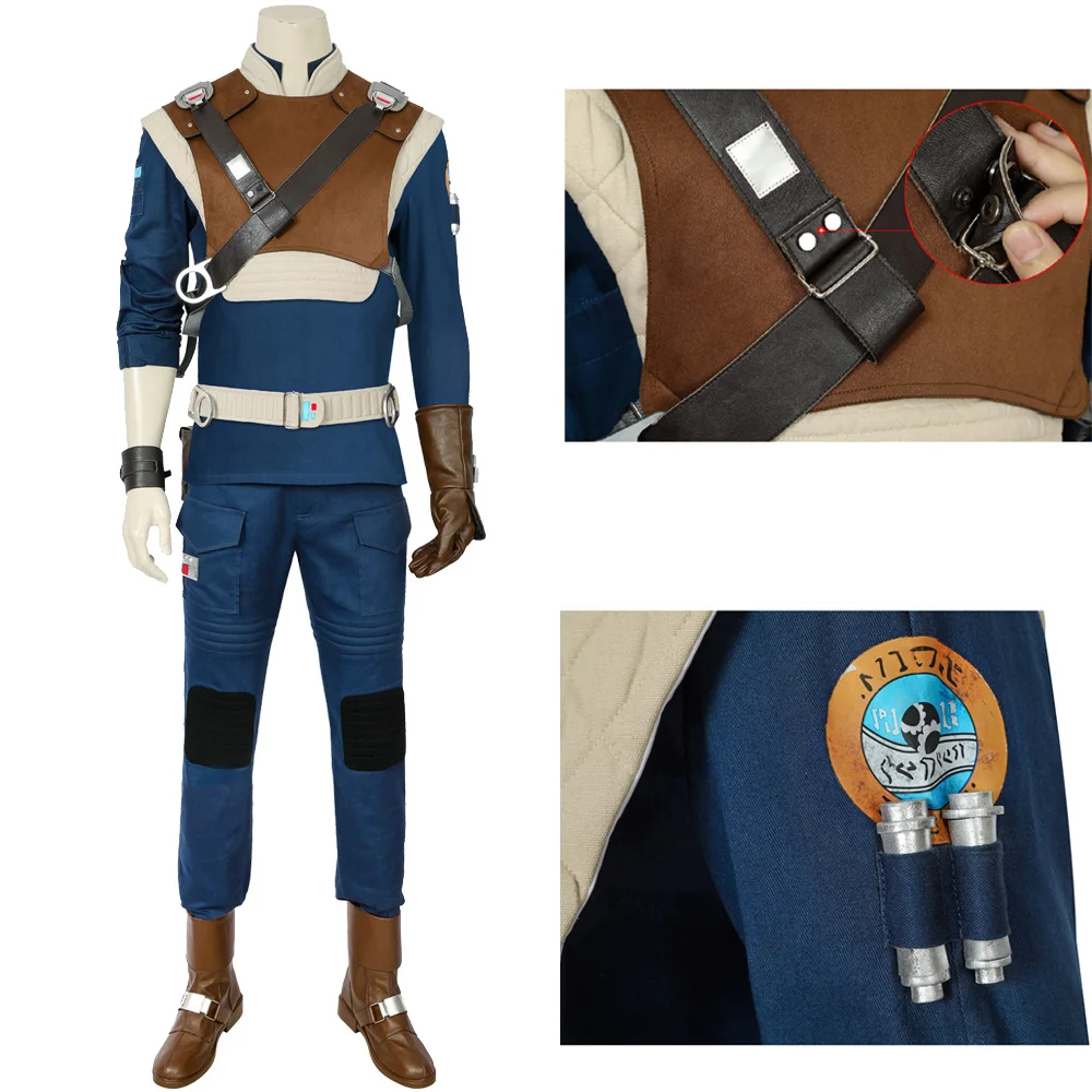 Gioco Falled Order Cal Kestis Costume Cosplay Halloween Carnival Fancy Jedi Knight Flight Suit Set Completo Armatura Outfit Per Uomo