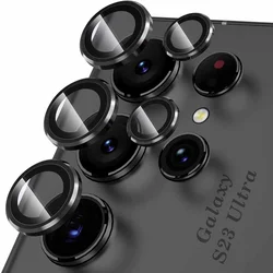 Enhanced Metal Camera Protection Ring with Tempered Glass Cover for Ultimate Camera Safety (Black 1)