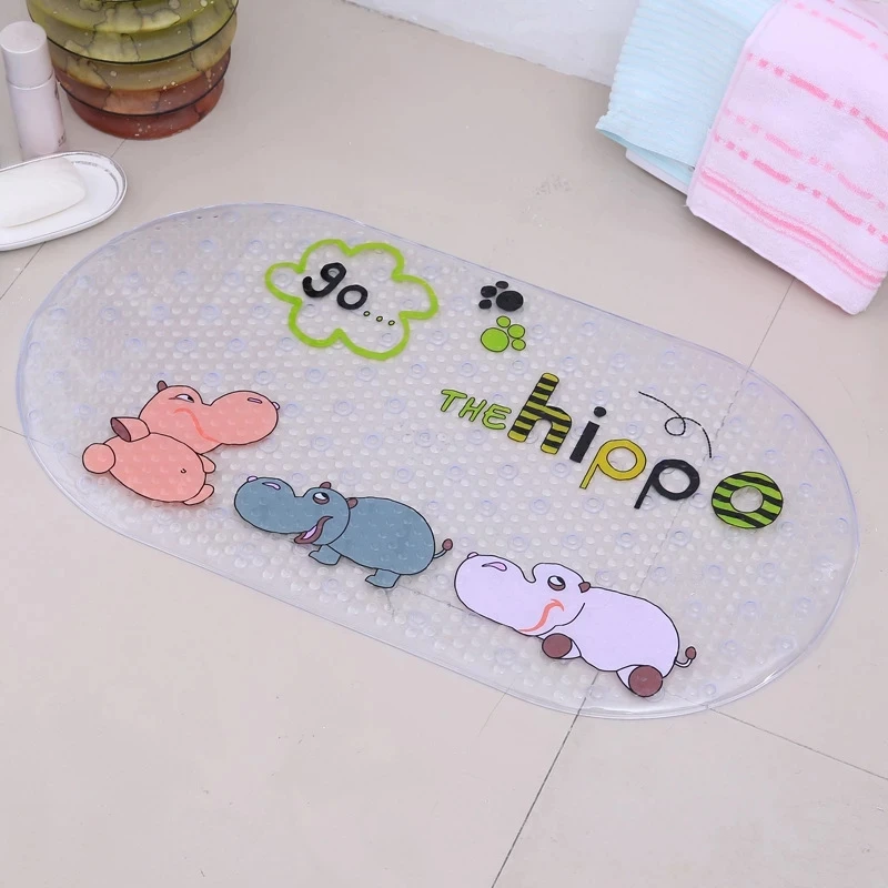 38*69CM PVC Shell Non-slip Bath Mat Massage Shower Pad with Sucking Cartoon  Child