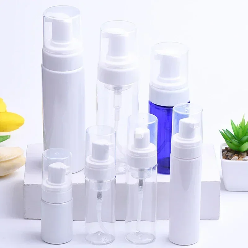 2 flaconi vuoti da 30 ml con pompa di schiuma, ricaricabili, in plastica trasparente, piccolo dispenser di sapone in schiuma, formato da viaggio, per sapone schiumoso, lavaggio viso, shampoo