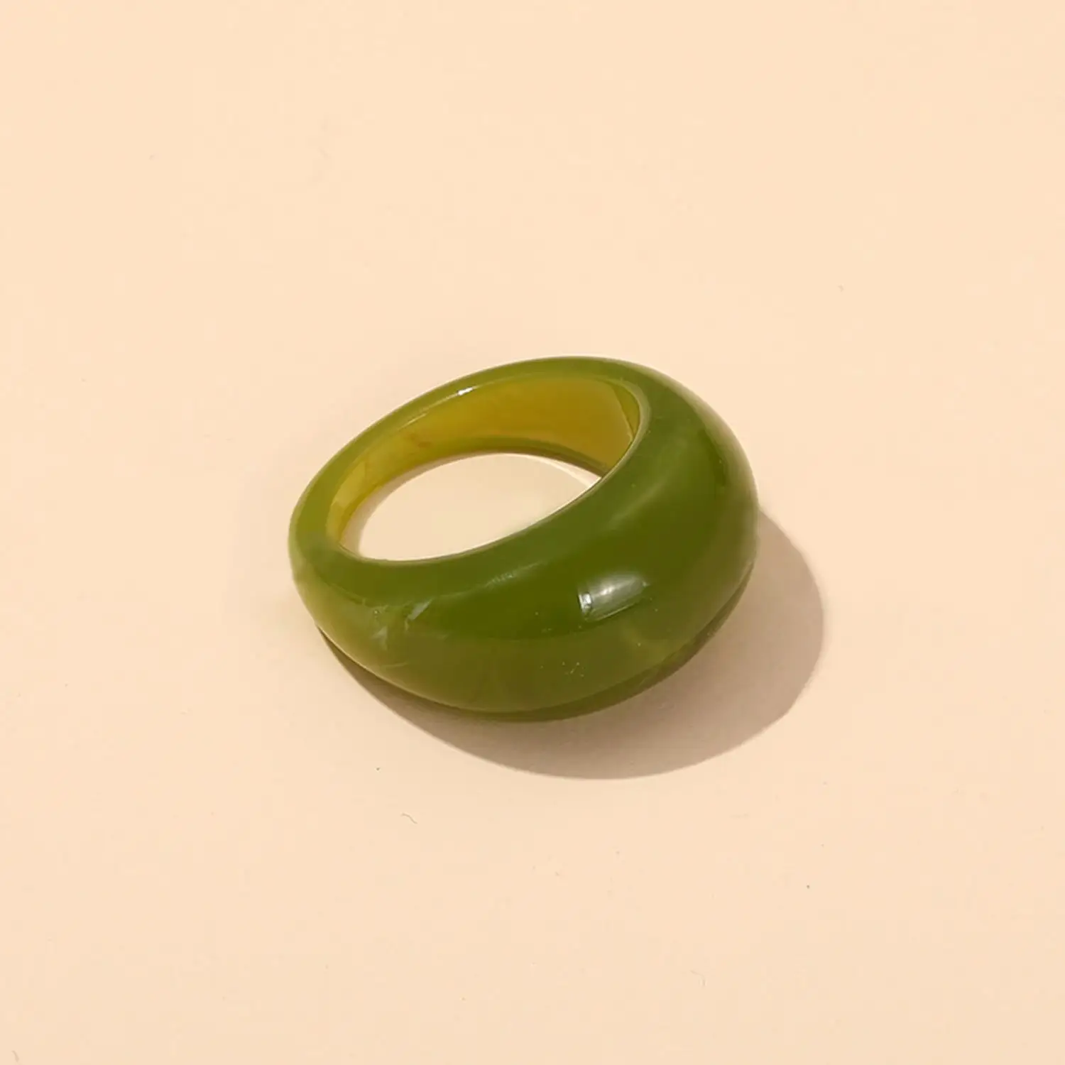 Korean Colorful Acrylic Vintage Round Rings - Bold Fashion Jewelry