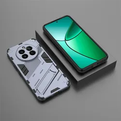 Shockproof TPU Armor Silicone Stand Holder Protective Phone Case Cover for Realme 12 4G (Gray)
