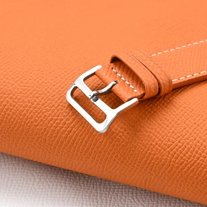 Luxurious Genuine Leather Strap in Orange Green - Retro Cowhide Quick Release Watch Band Belt