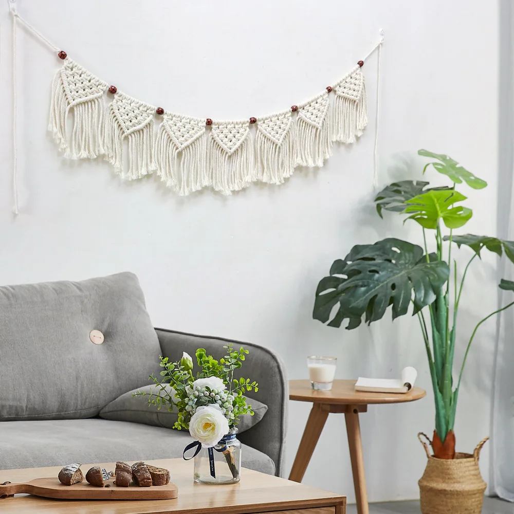 Woven Wall Tapestry Large Macrame Wall Decor Handmade Macrame Wall Hangings  Boho Living Room Decor Bohemian Tassel Art Tapestry