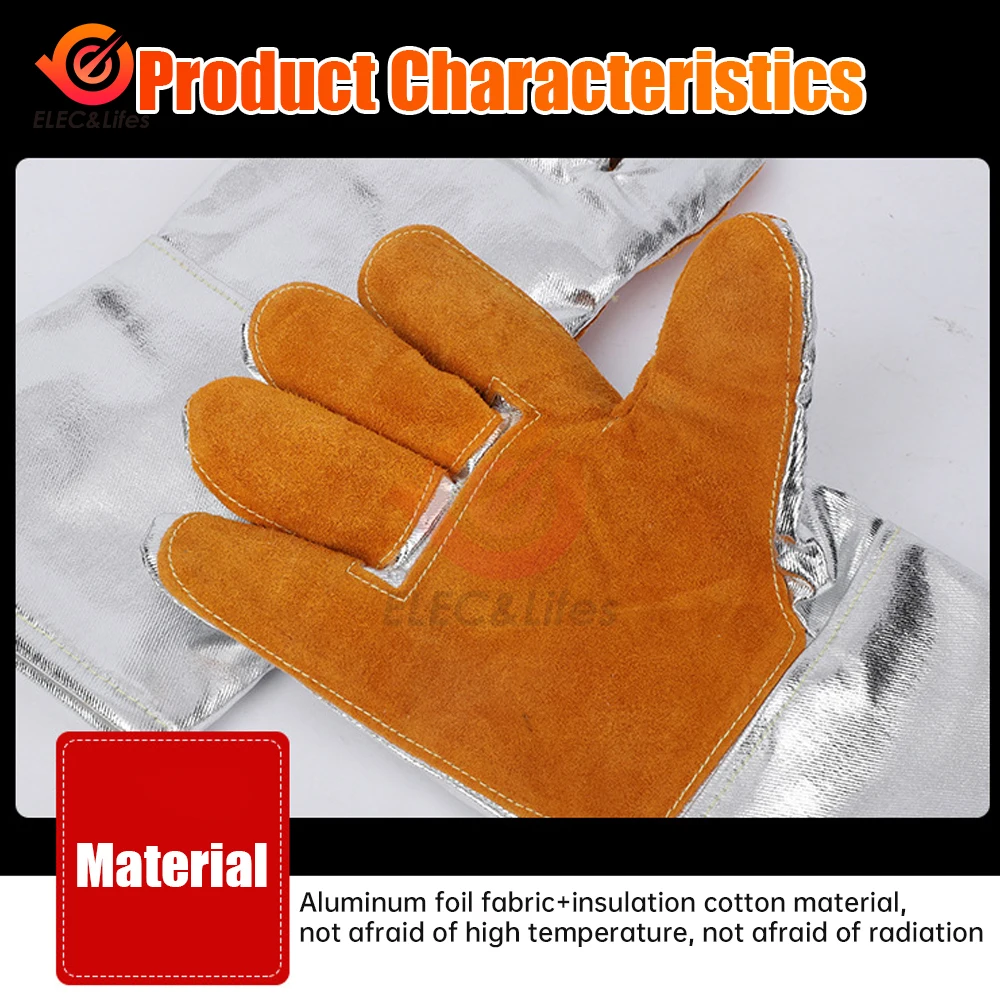 Aluminum Foil Heat Insulation Gloves Anti-scalding Glove Fireproof Industrial Grade Oven Heat-resistant Protective Safety Gloves protective gloves safety gloves oven gloves