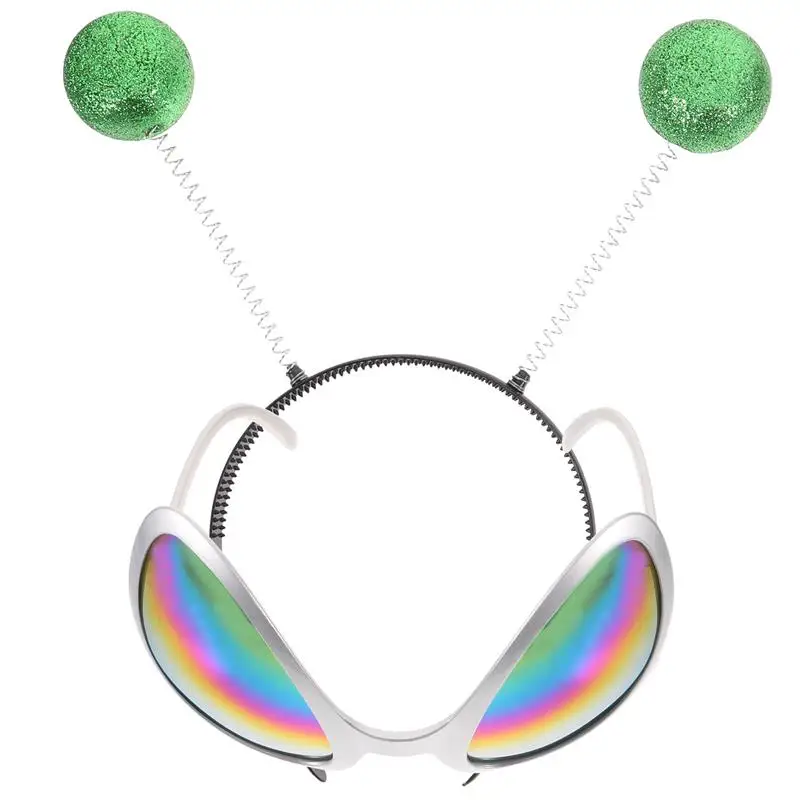Hair Accessories Cosplay Headpiece 1 Set Funny Saucer Man Glasses Hair Hoops Alien Headdress Eyeglasses Kits Martian Antenna Headband Party Dress Up Props