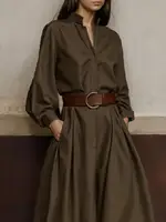 UOOZEE 2025 New Female Fashion High Waisted Wide Leg Jumpsuits Spring Long Sleeves Loose Buttoned V-Neck Office Jump Suits - Image 2