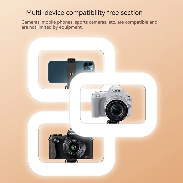 New Handheld Ring LED Rechargeable Fill light Portable Mobile Phone Live Broadcast Photography Desktop Rabbit Cage Selfie Light 3