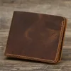 100% Leather Men's Wallet Bifold Retro Brown Wallet for Men Leather Genuine 6