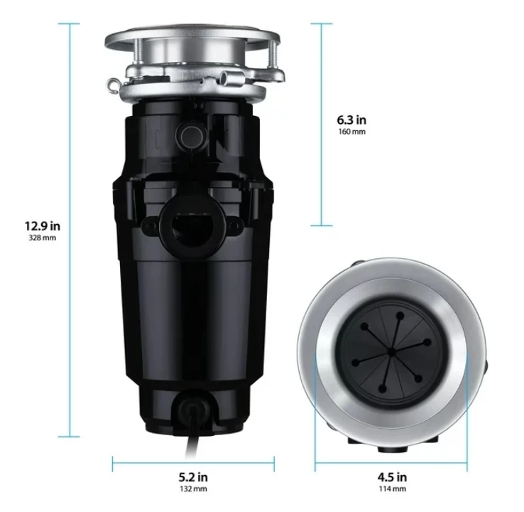 Waste Maid 1/3 HP Garbage Disposal, Includes Attached Power Cord 10-US-WM-048-3B 6