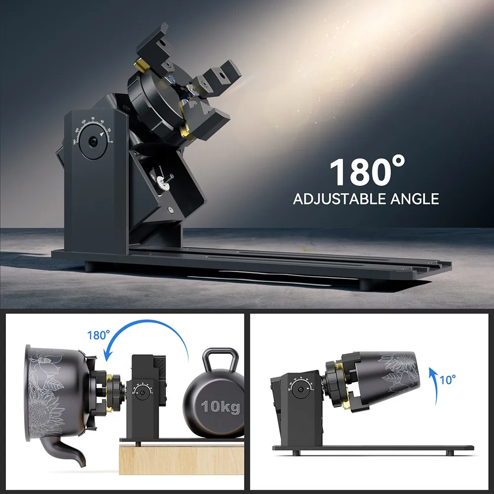 SCULPFUN RA Pro Max 4-in-1-Laser-Rotationsmodul mit Walze, zum Lasergravieren von zylindrischen/unregelmäßig runden Objekten – Detail 3