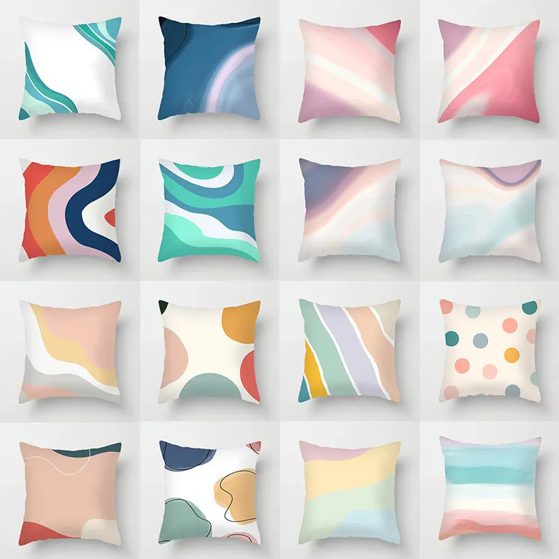 

Bedroom Living Room Pillowcase Decorative Pillow Simple Watercolor Flow Decoration Living Room Sofa