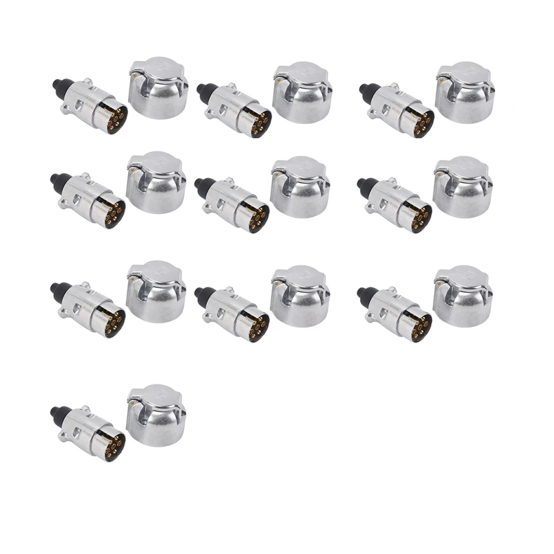 

10X Trailer Accessories- 7 Pin Trailer Plug 12V Rv Sockets Towbar Towing 7Pin Metal Trailer Connectors